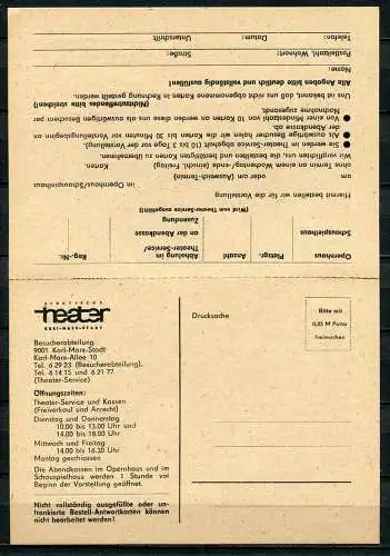 DDR Bestellkarte mit Antwort Städtisches Theater Karl-Marx-Stadt 1983   (B471)