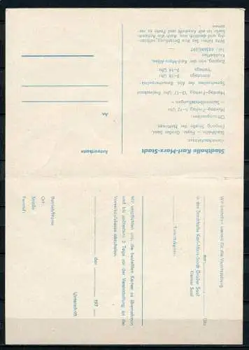 DDR Bestellkarte Stadthalle Karl-Marx-Stadt 1974   (B468)
