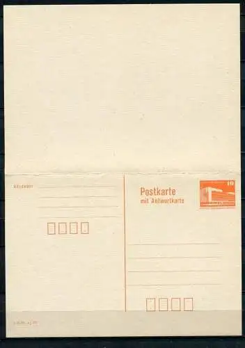 (359) GS DDR Ganzsache  Postkarte mit Antwort P88 II  