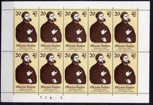 (22361) DDR Nr.2755 Kleinbogen        **  postfrisch