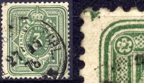 Deutsches Reich Nr.31      O  used     (3464) Symbol links oben außerhalb des Markenbildes   / Druckzufälligkeit oder PF