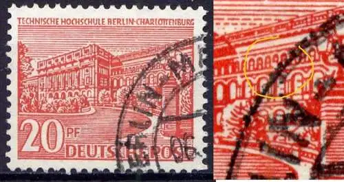 (1886) Berlin Nr.49 I PF       O  gestempelt / Fenster unter H von CHARLOTTENBURG gebrochen   / Plattenfehler