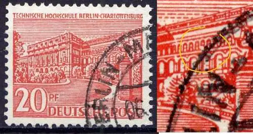 (1886) Berlin Nr.49 I PF       O  gestempelt / Fenster unter H von CHARLOTTENBURG gebrochen   / Plattenfehler