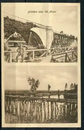 (04045) Brücken über die Aisne - s/w - gel. 21.3.1916 - Feldpost - Stempel: 12. A K Rekr. Dep S. B. 32 Inf. div 1 Komp.