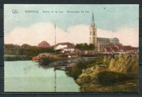 (4036) Werwicq - Bords de la Lys. Rouissage du Lin. - beschrieben 21.9.1917