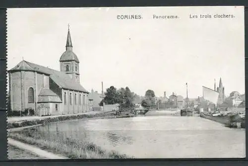(04033) Comines - Panorama - Les trois clochers / Panorama mit den 3 Glockentürmen - beschrieben 21.10.1917?