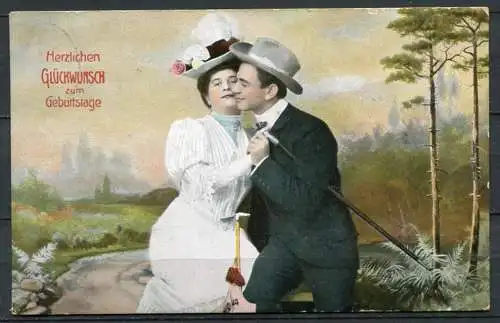 (04007) Herzlichen Glückwunsch zum Geburtstage - Ehepaar - Nr. 2088/3 - gel. 18.12.1907