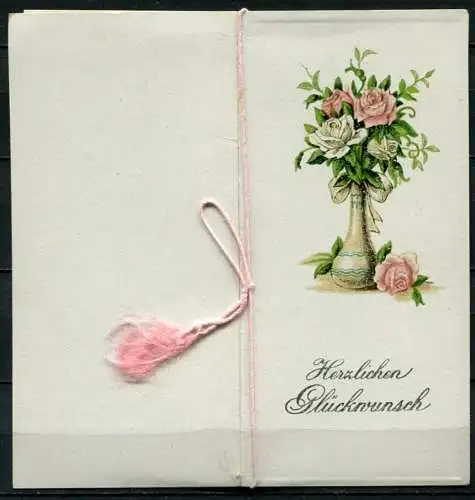 (04005) Herzlichen Glückwunsch - Klappkarte mit gedrucktem Spruch - beschrieben um ca. 1915 - 1920 - Kleinformat