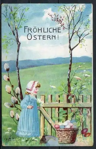 (04002) Fröhliche Ostern! - Serie 59 - Postkarte Weltpostverein - gel. um 1910?