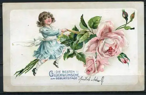 (04001) Die besten Glückwünsche zum Geburtstage - gel. 1907 - Stempel: Lawalde