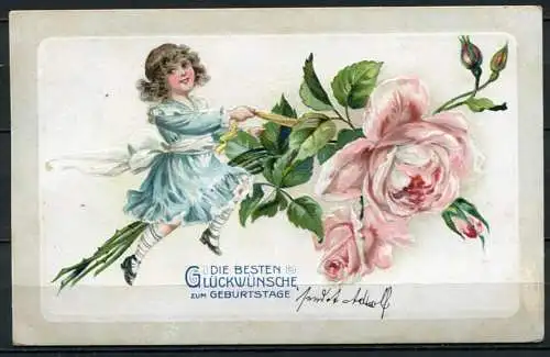 (4001) Die besten Glückwünsche zum Geburtstage - gel. 1907 - Stempel: Lawalde