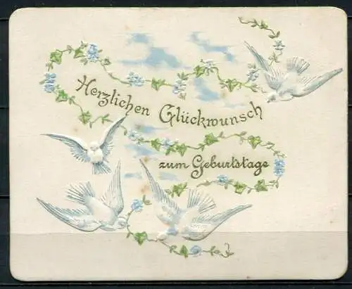 (04000) Herzlichen Glückwunsch zum Geburtstage - Prägedruck - beschrieben um ca. 1910? - Kleinformat