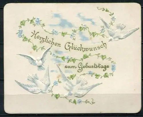 (4000) Herzlichen Glückwunsch zum Geburtstage - Prägedruck - beschrieben um ca. 1910? - Kleinformat