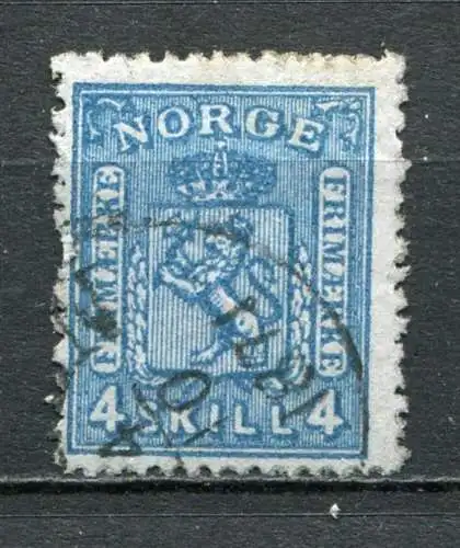 (1122) Norwegen Nr.14 b          O  gestempelt / dünnes Papier !