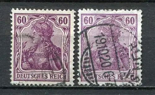 (3447) Deutsches Reich Nr.92 II         O  gestempelt  2 Stück