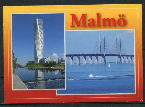 (3986) Malmö / Turning Torso - Öresundbrücke / Mehrbildkarte - gel.