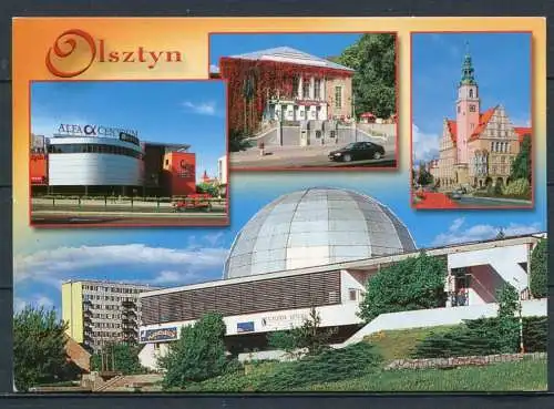 (3983) Olsztyn / Planetarium - Einkaufszentrum "Alfa" -Theater / Mehrbildkarte - gel.