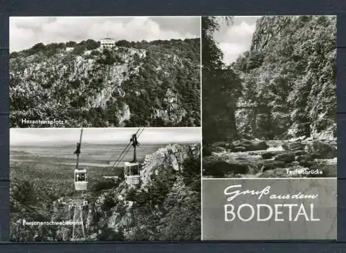 (03956) Gruß aus dem Bodetal / Mehrbildkarte / Seilbahn - Echt Foto s/w - DDR - n. gel.