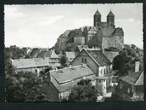(03928) Quedlinburg/ Blick auf das Schloß - Foto Handabzug Qu2 s/w - DDR - n. gel.