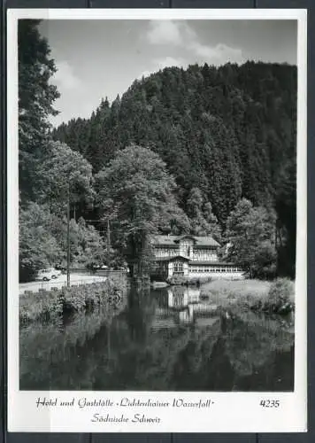 (3891) Hotel und Gaststätte "Lichtenhainer Wasserfall" - s/w - n. gel. - DDR - J 48-83 Foto-Hering Königstein