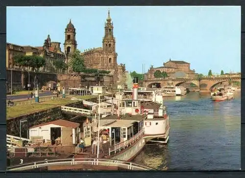 (03847) Dresden - Dampferanlegestelle vor der Brühlschen Terrasse - n. gel. - DDR - S/81 - Auslese-Bild-Verlag