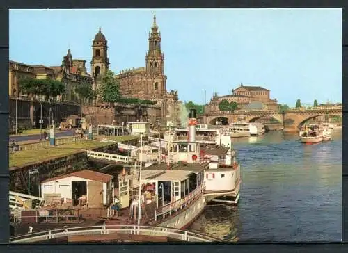 (3847) Dresden - Dampferanlegestelle vor der Brühlschen Terrasse - n. gel. - DDR - S/81 - Auslese-Bild-Verlag