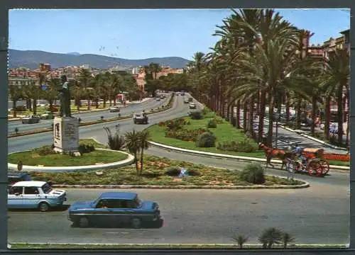 (03794) Palma de Mallorca/ Paseo de Sagrera - PKW/ Kutsche - gel. - geschrieb. Datum: 02.11.1982