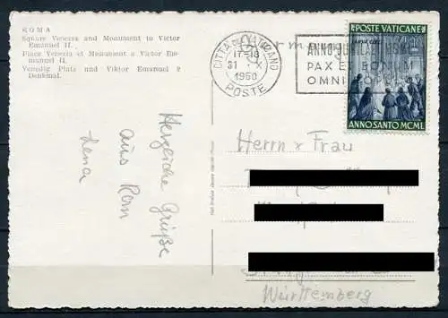 (3750) Rom - Venedig-Platz und Denkmal Viktor Emanuel II. - s/w - gel. 31.10.1950