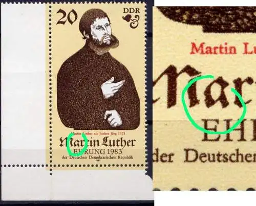 (22298) DDR Nr.2755        **  postfrisch /  Kerbe im a von Martin