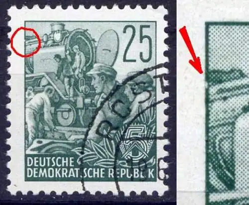 (12634) DDR Nr.372       O N   gestempelt /  Äußere Rahmenlinie links oben eingekerbt