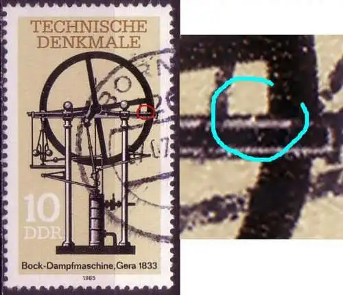 DDR Nr.2957       O   used       (22307) Schwarze Linie rechts am Rad eingekerbt ( f 7 )