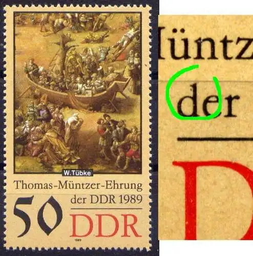 (22275) DDR Nr.3272      **  postfrisch /  Kleiner Punkt am d von ,,der" ( f2, 7, 12, 17, 22 )