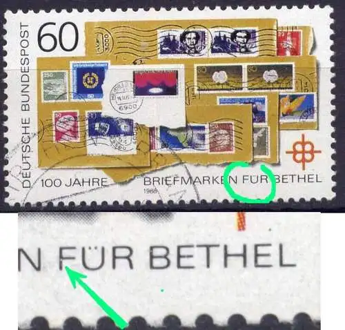 BRD Nr.1395       O used   (10757) F von ,,FÜR" gebrochen ( f6 )