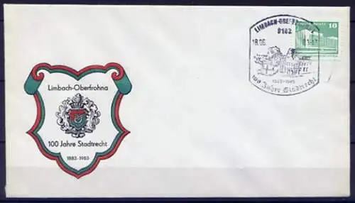 (142) Brief DDR 100 Jahre Stadtrecht Limbach-Oberfrohna 1983