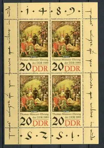 (20697) DDR Nr.3271 Kleinbogen          **  postfrisch