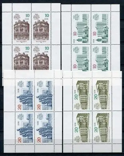 DDR Nr.3075/8  Vier Kleinbogen        **  mint      (20626) ( Jahr: 1987 )