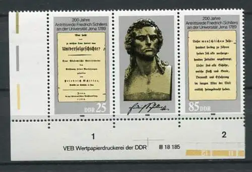 DDR Nr.3254/5 Streifen      ** mint   (20304)  (Jahr:1989) Eckrand DV