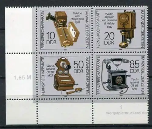 DDR Nr.3226/9 Viererblock     ** mint   (20256)  (Jahr:1989) Eckrand
