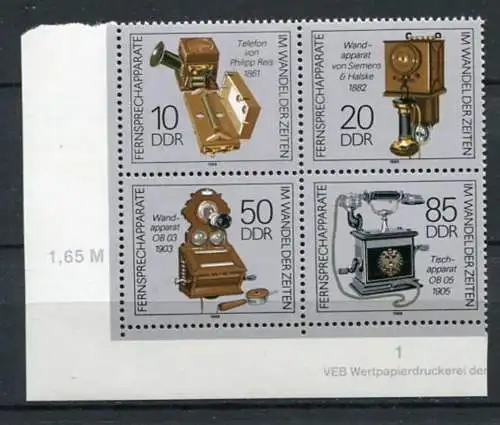 DDR Nr.3226/9 Viererblock     ** mint   (20255)  (Jahr:1989) Eckrand