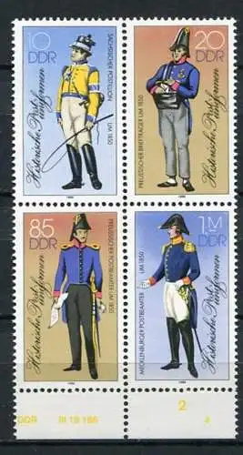 (20038) DDR Nr.2997/3000 II Viererblock         **  postfrisch  Rand