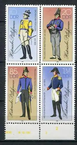 (20037) DDR Nr.2997/3000 II Viererblock         **  postfrisch  Rand