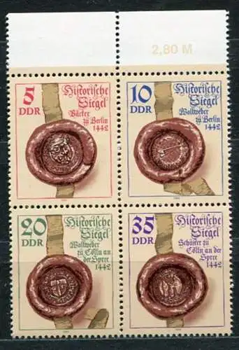 DDR Nr.2884/7 Viererblock           **  mint       (19921) ( Jahr: 1984 ) Rand