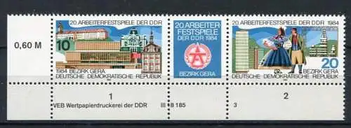 (19915) DDR Nr.2880/1 Streifen           **  postfrisch  Eckrand DV