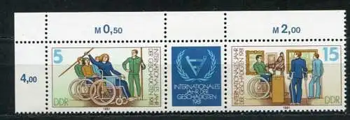 (19673)  DDR Nr.2621/2 Streifen           **  postfrisch Eckrand