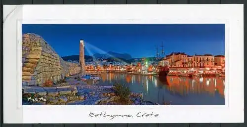 (03744**) Rethymno/ Hafenstadt auf Kreta - Abend-, Nachtansicht - beschrieben und frankiert - Langformat