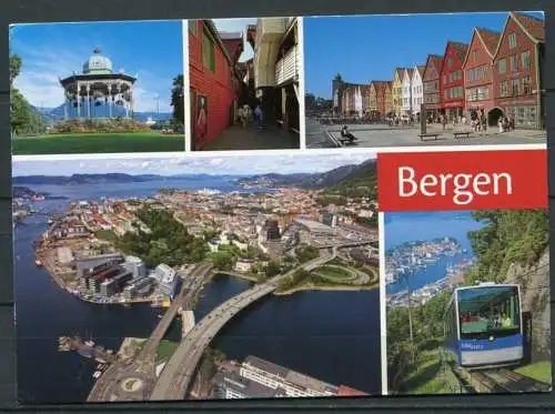 (03733) Bergen/ Provinz Hordaland - Mehrbildkarte/ Bergbahn/ Seilbahn - gel. - Svein Magne Tunli