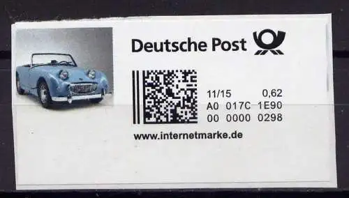 (017) Internetmarke Automobil Nr.?         O  gestempelt  Briefstück