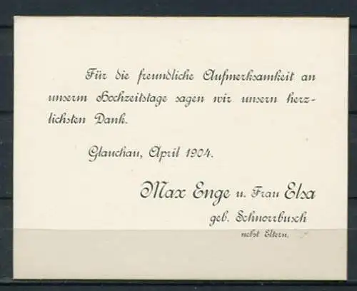 (03684) Danksagung Hochzeitstag - Glauchau April 1904 - altdeutsche Schrift