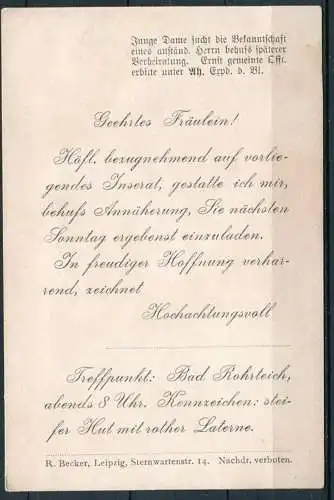 (03644) Einladung/ Verabredung - Postkarte - n. gel. - R. Becker, Leipzig