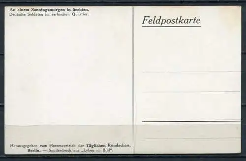 (03610) An einem Sonntagsmorgen in Serbien - Deutsche Soldaten im serbischen Quartier - Feldpostkarte - s/w - n. gel.